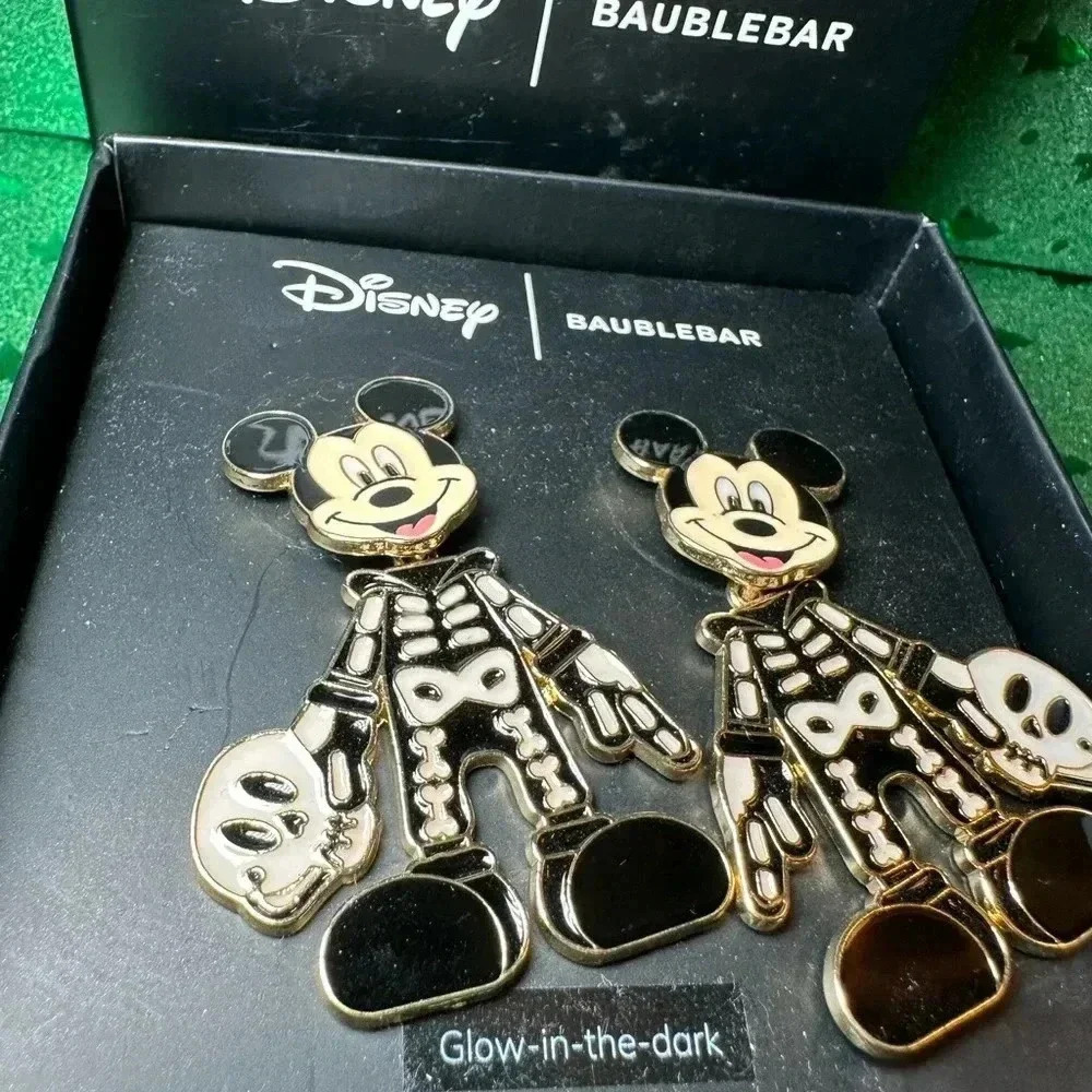 BaubleBar Disney Mickey Skeleton Costume dangle post earrings NWT